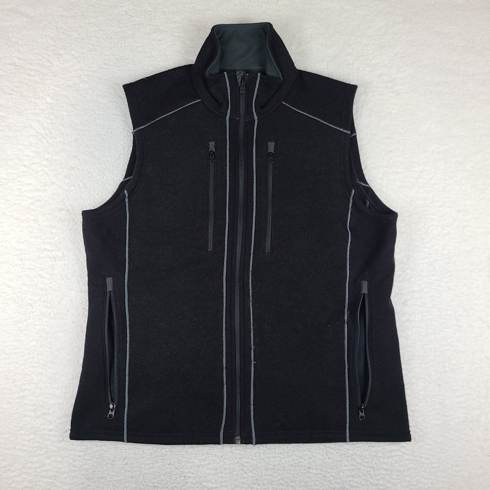 KUHL Sweater Mens XL Black Full Zip Fleece Zipper Pocket Interceptr Vest